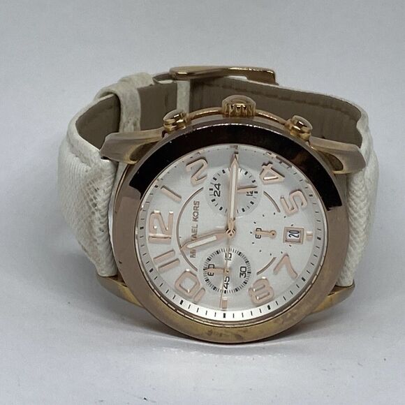 Michael Kors Mercer MK2289 Women's White Leather Analog Dial Quartz Watch UC500 - Picture 7 of 12